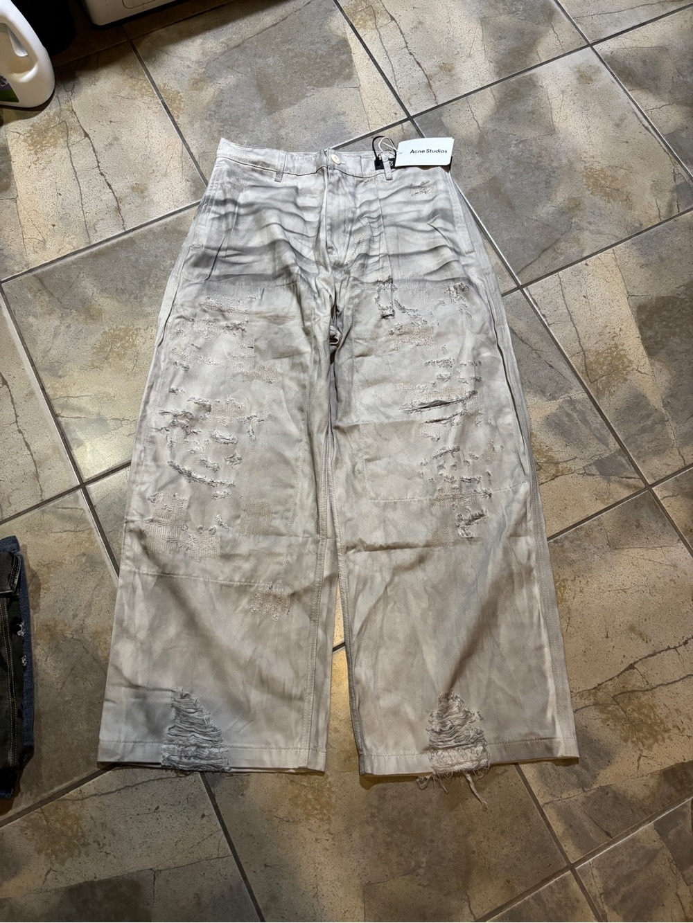 Acne Relaxed Wide-Leg Jeans in Faded Light Gray